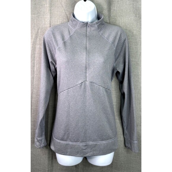 Eddie Bauer Travex Women's Active 1/2 Zip Lightweight Jacket Size M Gray Stripe - Picture 1 of 7